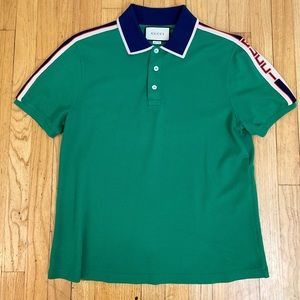 Authentic cotton polo with Gucci Stripe